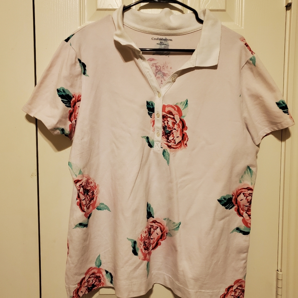 Croft & Barrow Floral Polo Shirt